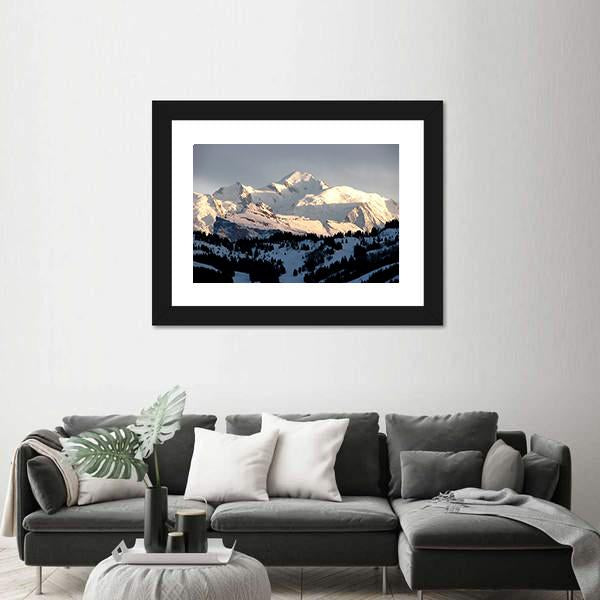 Sunset On Mont Blanc Canvas Wall Art-3 Horizontal-Gallery Wrap-25" x 16"-Tiaracle
