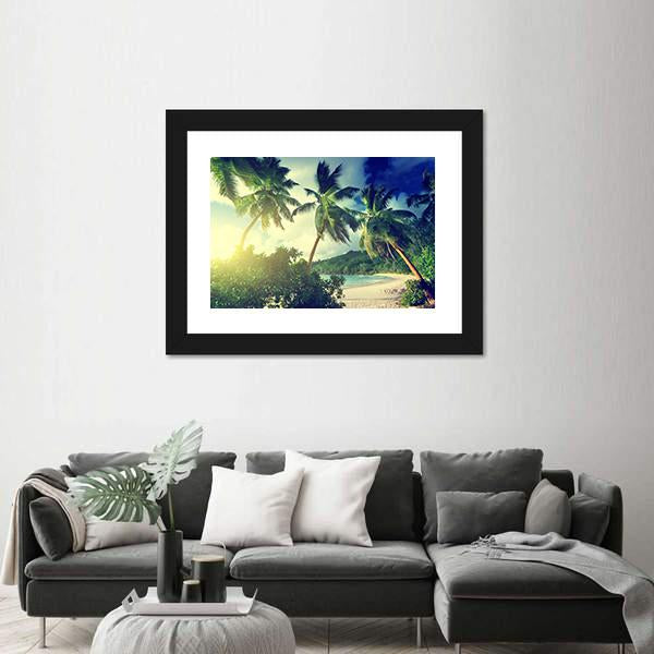 Sunset On The Beach Takamaka Mahe Island Canvas Wall Art-5 Horizontal-Gallery Wrap-22" x 12"-Tiaracle