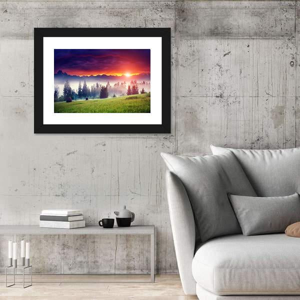 Sunset On The Hilly Place Canvas Wall Art-5 Horizontal-Gallery Wrap-22" x 12"-Tiaracle