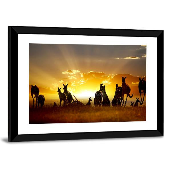 Sunset Over Australian Outback Kangaroo Series Canvas Wall Art-5 Horizontal-Gallery Wrap-22" x 12"-Tiaracle