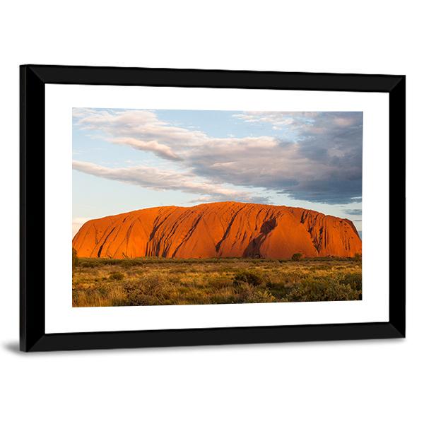 Sunset Over Ayers Rock In Australia Canvas Wall Art-5 Horizontal-Gallery Wrap-22" x 12"-Tiaracle