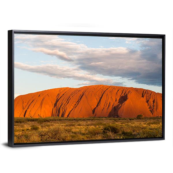 Sunset Over Ayers Rock In Australia Canvas Wall Art-5 Horizontal-Gallery Wrap-22" x 12"-Tiaracle
