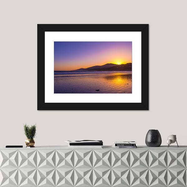 Sunset Over Inch Beach On Dingle Peninsula Canvas Wall Art-1 Piece-Framed Print-20" x 16"-Tiaracle