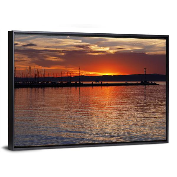 Sunset Over Lake Balaton Canvas Wall Art-3 Horizontal-Gallery Wrap-25" x 16"-Tiaracle