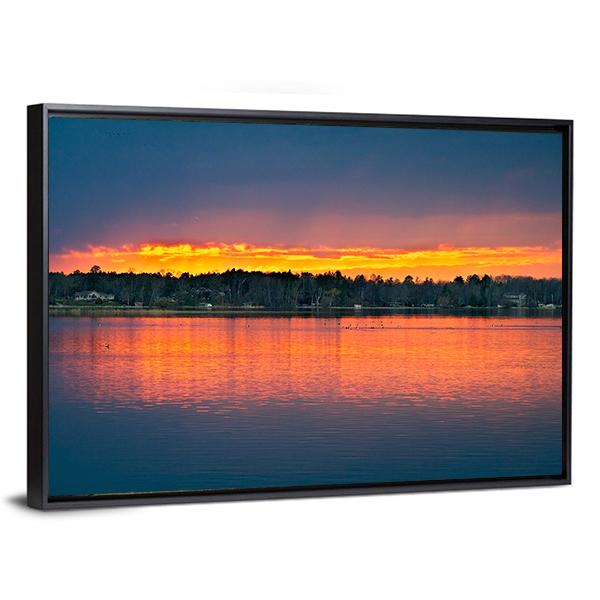 Sunset Over Lake In Bemidji Canvas Wall Art-3 Horizontal-Gallery Wrap-25" x 16"-Tiaracle