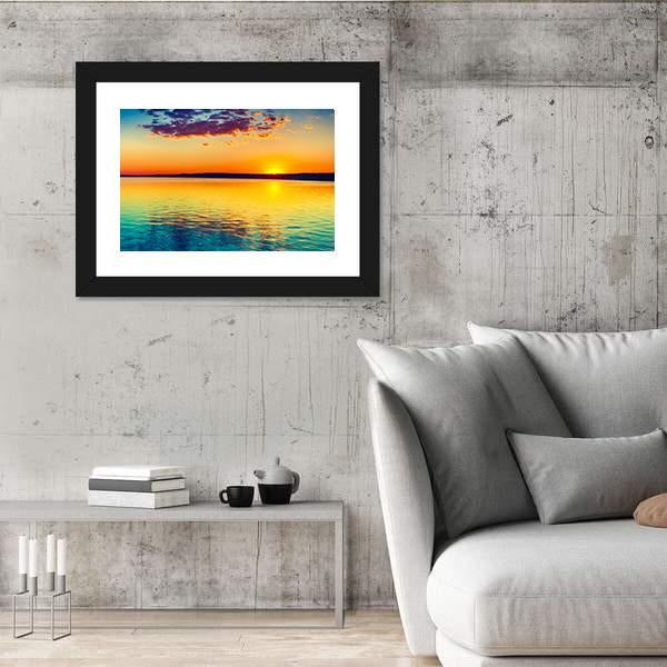 Sunset Over The Lake In Russia Canvas Wall Art-3 Horizontal-Gallery Wrap-25" x 16"-Tiaracle