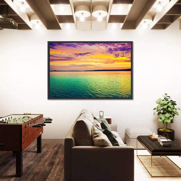 Sunset Over The River Canvas Wall Art-3 Horizontal-Gallery Wrap-25" x 16"-Tiaracle