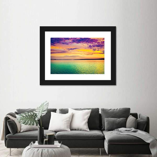 Sunset Over The River Canvas Wall Art-3 Horizontal-Gallery Wrap-25" x 16"-Tiaracle