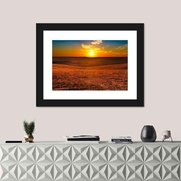 Sunset Overlooking The Flint Hills Of Kansas Canvas Wall Art-3 Horizontal-Gallery Wrap-25" x 16"-Tiaracle
