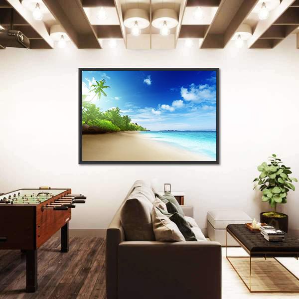 Sunset Time On Mahe Island Canvas Wall Art-5 Horizontal-Gallery Wrap-22" x 12"-Tiaracle