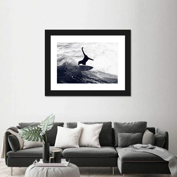 Surfer Riding The Waves Canvas Wall Art-5 Horizontal-Gallery Wrap-22" x 12"-Tiaracle