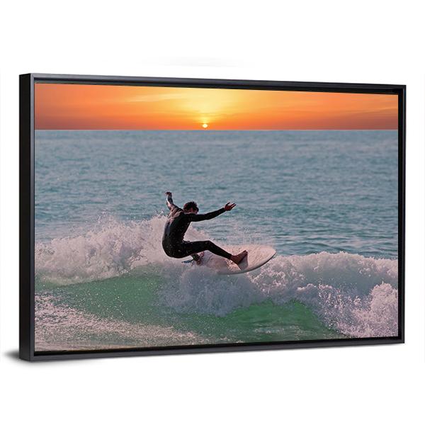 Surfing In Aruba Island Canvas Wall Art-5 Horizontal-Gallery Wrap-22" x 12"-Tiaracle
