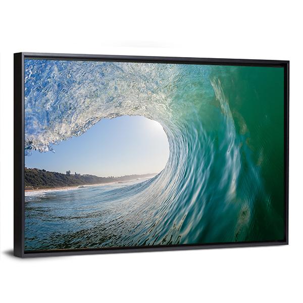 Surfing View Of Hollow Crashing Ocean Wave Canvas Wall Art-5 Horizontal-Gallery Wrap-22" x 12"-Tiaracle
