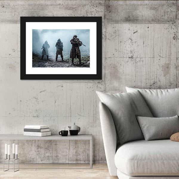 Survivors In Tatters And Gas Mask Canvas Wall Art-5 Horizontal-Gallery Wrap-22" x 12"-Tiaracle