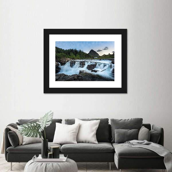 Swift Current Falls In Many Glacier Canvas Wall Art-5 Horizontal-Gallery Wrap-22" x 12"-Tiaracle