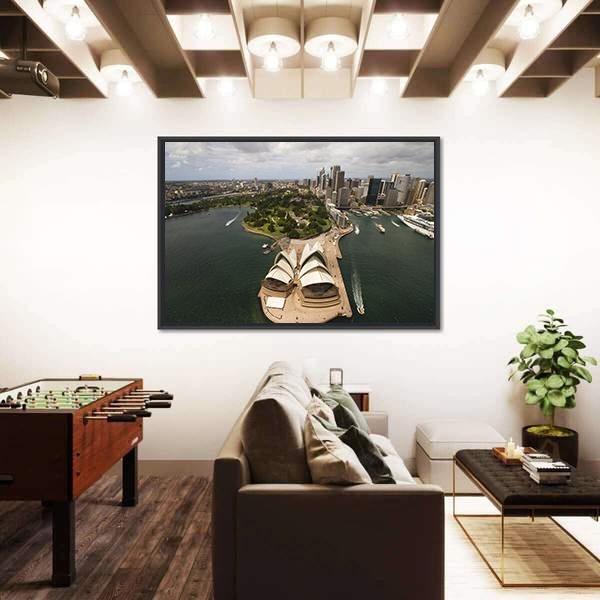 Sydney City From The Air Canvas Wall Art-5 Horizontal-Gallery Wrap-22" x 12"-Tiaracle