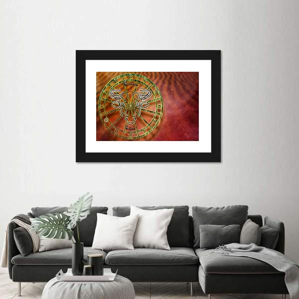 Symbol Of Taurus Horoscope Canvas Wall Art-5 Horizontal-Gallery Wrap-22" x 12"-Tiaracle