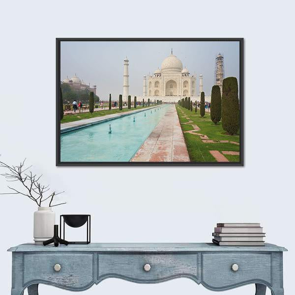 Taj Mahal View Canvas Wall Art-1 Piece-Floating Frame-36" x 24"-Tiaracle