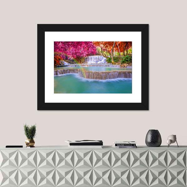 Tat Kuang Si Waterfalls Canvas Wall Art-5 Horizontal-Gallery Wrap-22" x 12"-Tiaracle