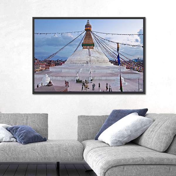 The Boudhanath Stupa Nepal Canvas Wall Art-5 Horizontal-Gallery Wrap-22" x 12"-Tiaracle