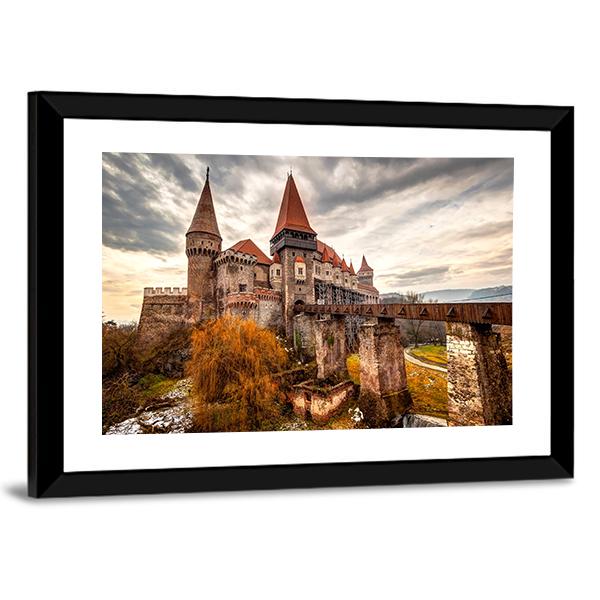 The Corvinesti Castle Romania Canvas Wall Art-5 Horizontal-Gallery Wrap-22" x 12"-Tiaracle