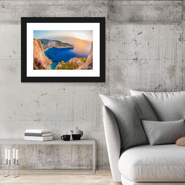 The Navagio Beach With The Shipwreck Canvas Wall Art-5 Horizontal-Gallery Wrap-22" x 12"-Tiaracle