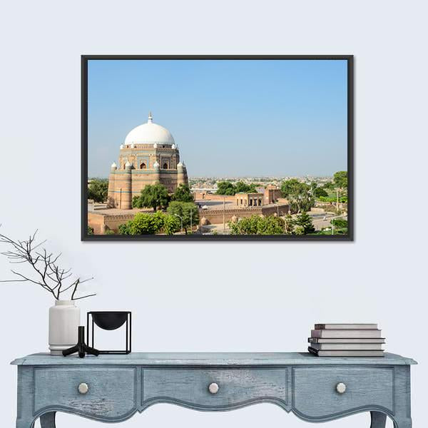 Tomb Of Shah Rukn-e-Alam Multan Canvas Wall Art-1 Piece-Floating Frame-24" x 16"-Tiaracle