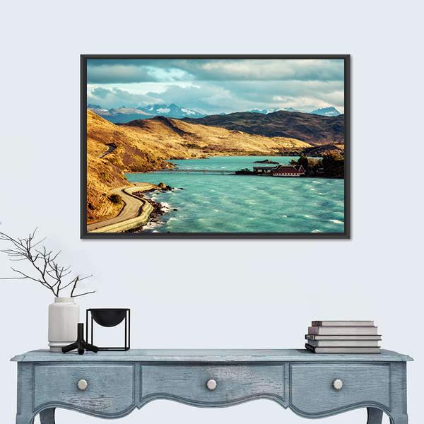 Torres del Paine In Chile Canvas Wall Art-1 Piece-Floating Frame-36" x 24"-Tiaracle