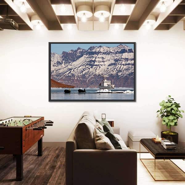 Tourist Icebreaker In Scoresbysund Canvas Wall Art-5 Horizontal-Gallery Wrap-22" x 12"-Tiaracle