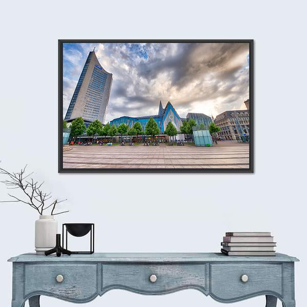 Tourists In Augustusplatz Canvas Wall Art-1 Piece-Floating Frame-24" x 16"-Tiaracle