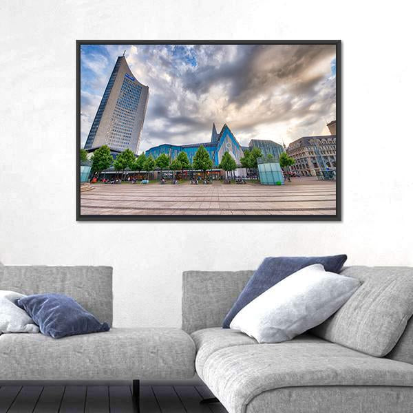 Tourists In Augustusplatz Canvas Wall Art-3 Horizontal-Gallery Wrap-25" x 16"-Tiaracle