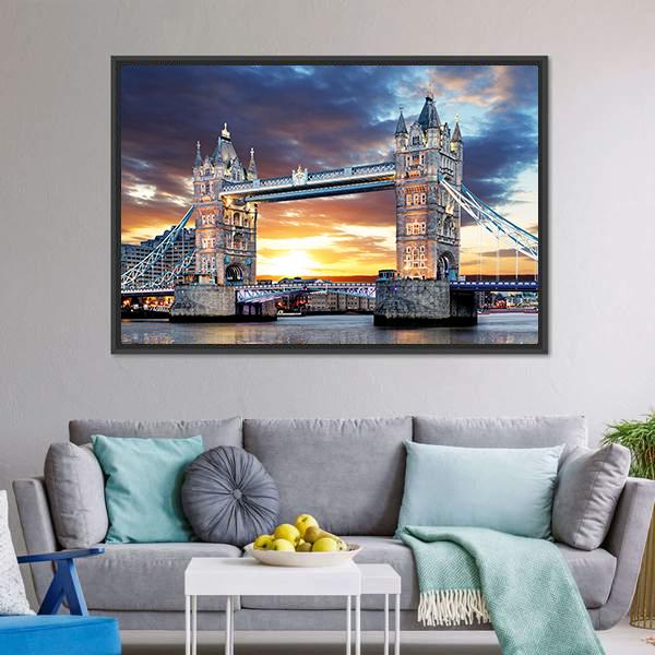 Tower Bridge UK Canvas Wall Art-5 Horizontal-Gallery Wrap-22" x 12"-Tiaracle