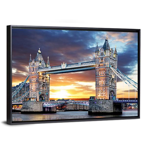 Tower Bridge UK Canvas Wall Art-5 Horizontal-Gallery Wrap-22" x 12"-Tiaracle