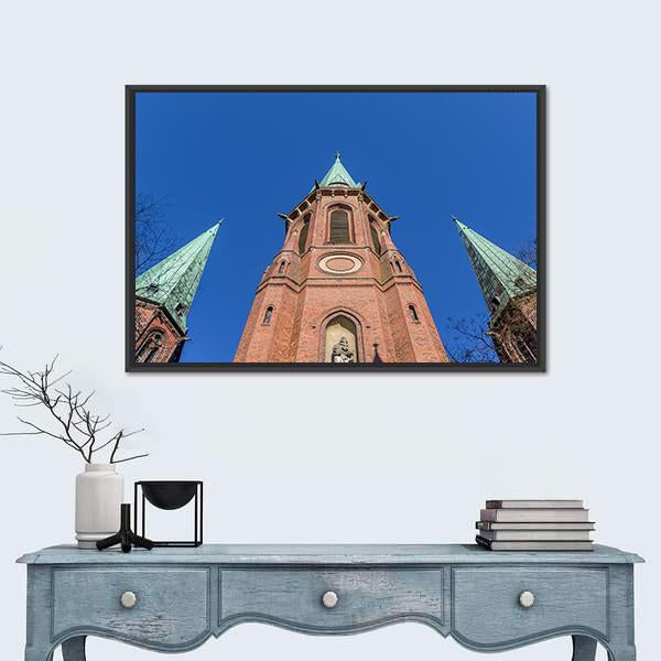 Towers Of The Lamberti Church In Oldenburg Canvas Wall Art-1 Piece-Floating Frame-36" x 24"-Tiaracle