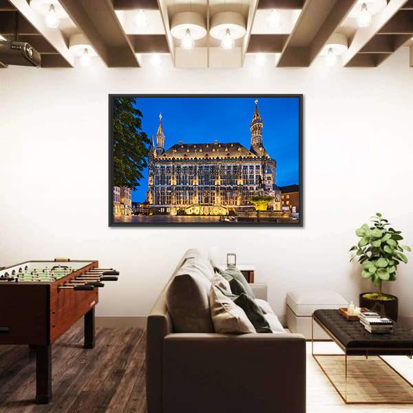 Town Hall Of Aachen Canvas Wall Art-5 Horizontal-Gallery Wrap-22" x 12"-Tiaracle
