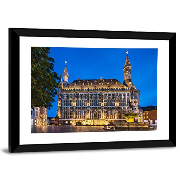 Town Hall Of Aachen Canvas Wall Art-5 Horizontal-Gallery Wrap-22" x 12"-Tiaracle