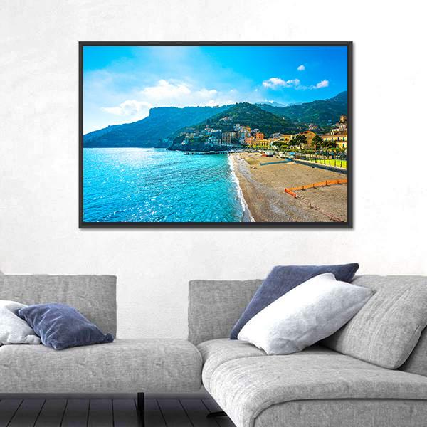 Town In Amalfi Coast Canvas Wall Art-3 Horizontal-Gallery Wrap-25" x 16"-Tiaracle