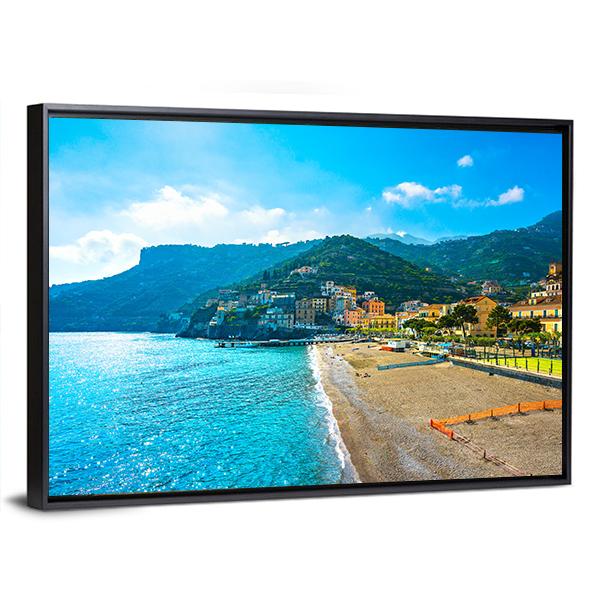Town In Amalfi Coast Canvas Wall Art-5 Horizontal-Gallery Wrap-22" x 12"-Tiaracle