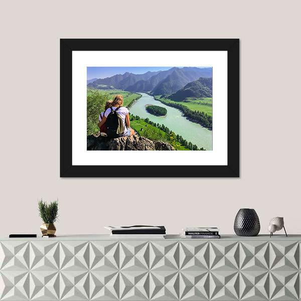 Traveling In The Mountains And River Canvas Wall Art-1 Piece-Framed Print-30" x 20"-Tiaracle