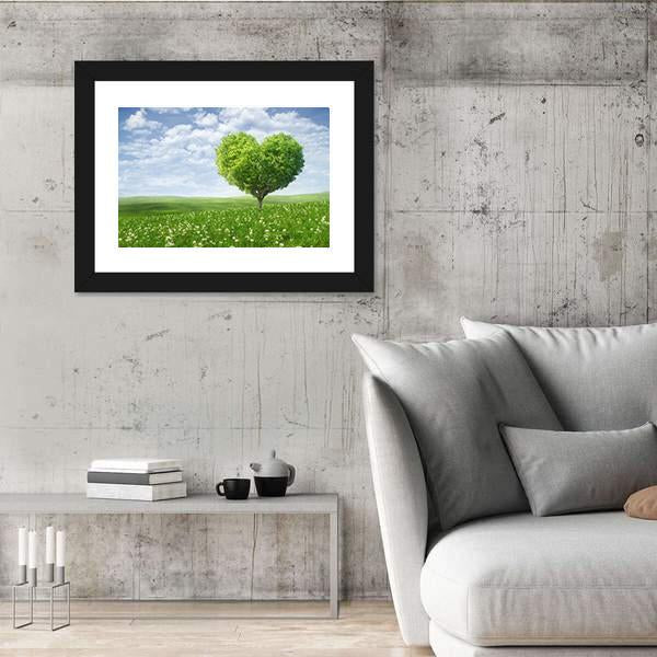 Tree In The Shape Of Heart Under Cloudy Sky Canvas Wall Art-5 Horizontal-Gallery Wrap-22" x 12"-Tiaracle