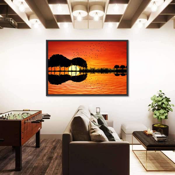 Trees Arranged In A Shape Of A Guitar Canvas Wall Art-3 Horizontal-Gallery Wrap-25" x 16"-Tiaracle