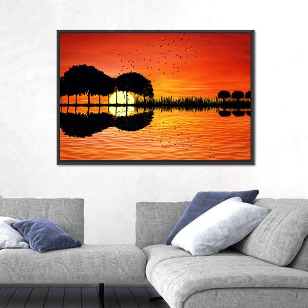 Trees Arranged In A Shape Of A Guitar Canvas Wall Art-3 Horizontal-Gallery Wrap-25" x 16"-Tiaracle