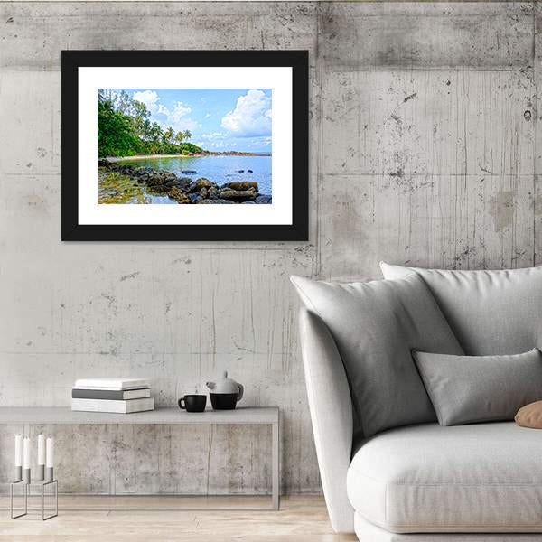Tropical Beach In Seychelles Canvas Wall Art-5 Horizontal-Gallery Wrap-22" x 12"-Tiaracle