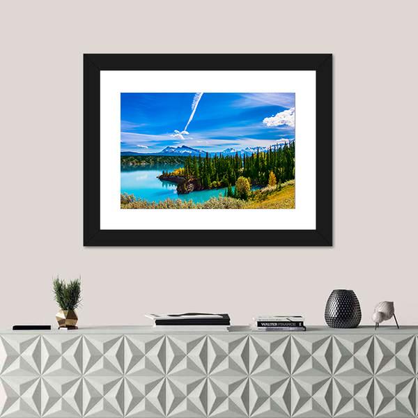 Turquoise Abraham Lake Canvas Wall Art-1 Piece-Framed Print-42" x 14"-Tiaracle
