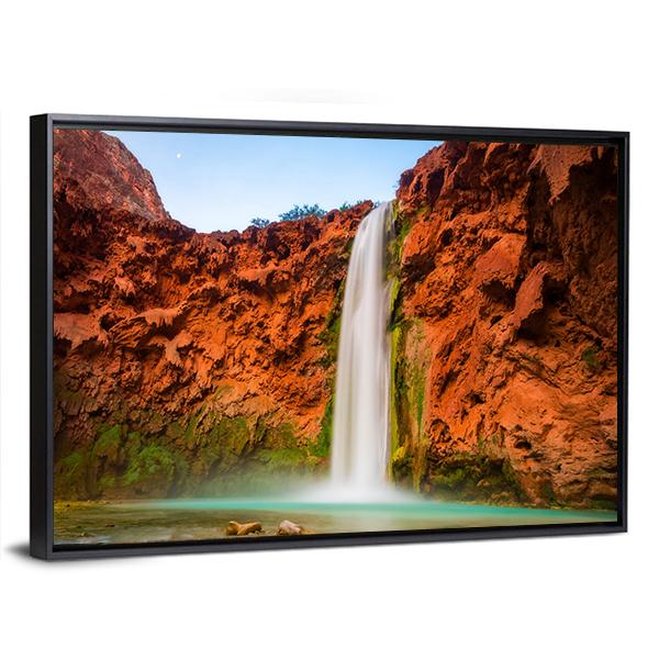 Turquoise Waters Of Mooney Falls Canvas Wall Art-3 Horizontal-Gallery Wrap-25" x 16"-Tiaracle