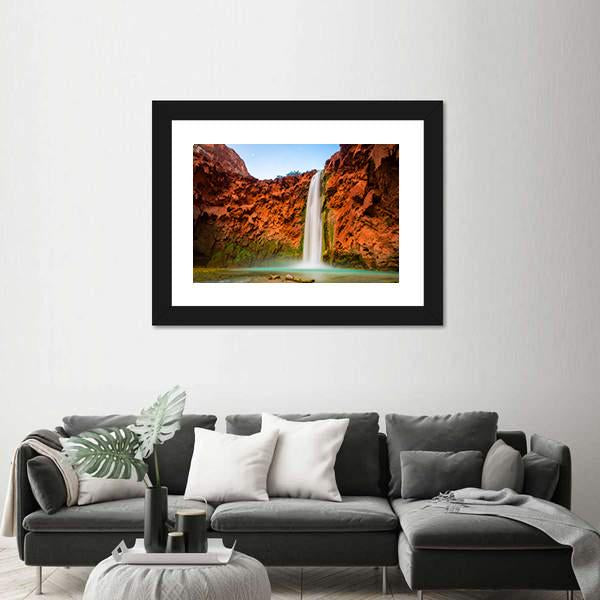 Turquoise Waters Of Mooney Falls Canvas Wall Art-3 Horizontal-Gallery Wrap-25" x 16"-Tiaracle