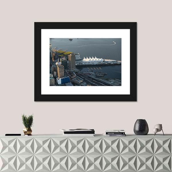 Vancouver Downtown Canvas Wall Art-1 Piece-Framed Print-42" x 14"-Tiaracle