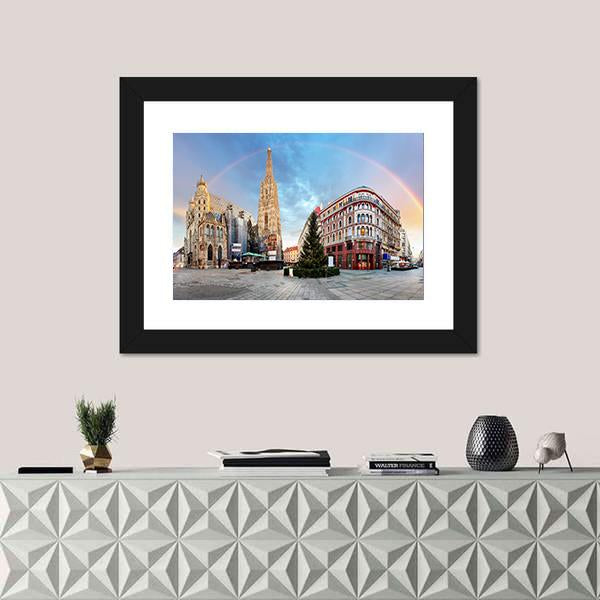 Vienna Square With Rainbow Canvas Wall Art-1 Piece-Framed Print-30" x 20"-Tiaracle