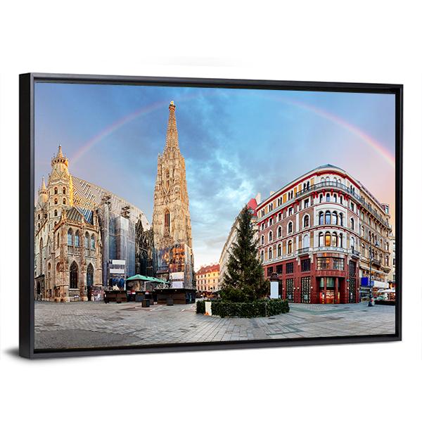 Vienna Square With Rainbow Canvas Wall Art-5 Horizontal-Gallery Wrap-22" x 12"-Tiaracle