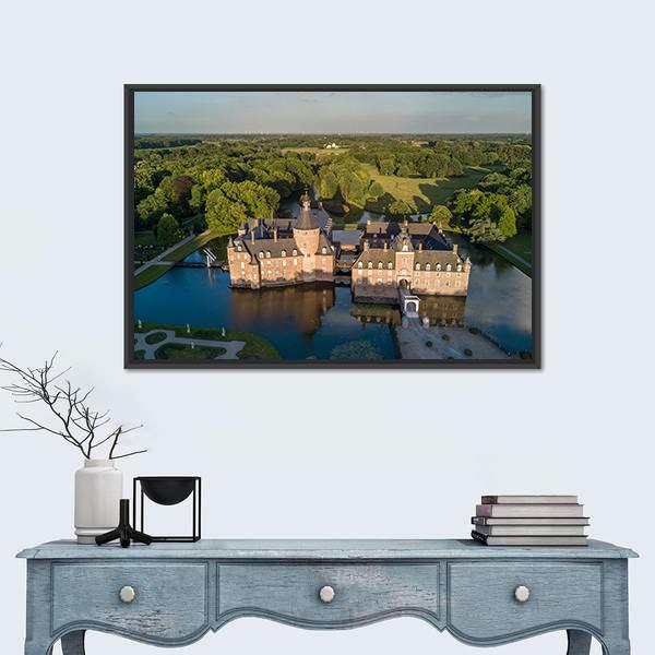 View Of Anholt Castle Canvas Wall Art-1 Piece-Floating Frame-36" x 24"-Tiaracle